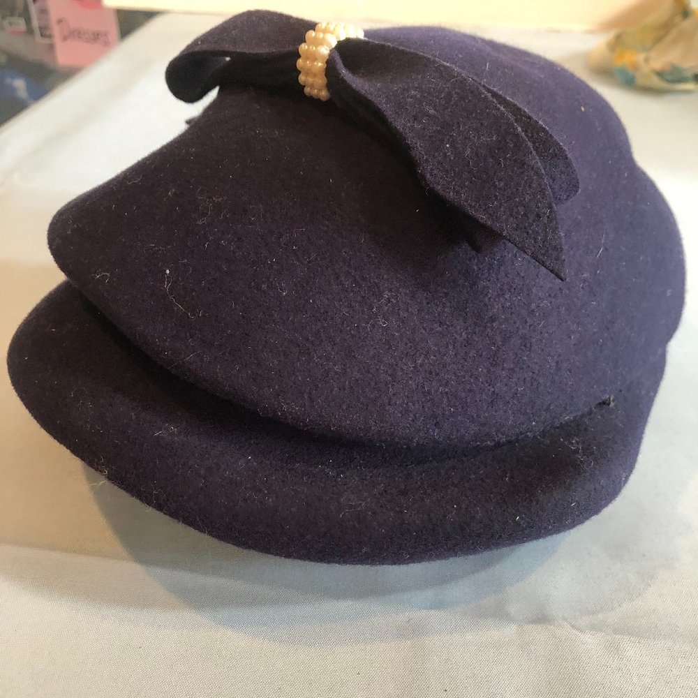 VINTAGE MCM Women's Glenover Henry Pollak Blue Wool Hat